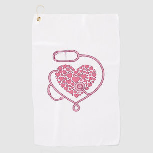 Serviette De Golf Stéthoscope Cardiaque Amour Médical Vecteur Concep