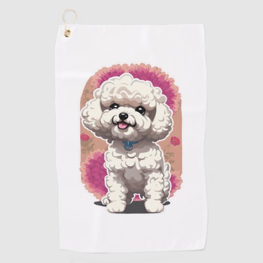 Serviette De Golf Sticker Hilarious Bichon Frise de race (Devant)