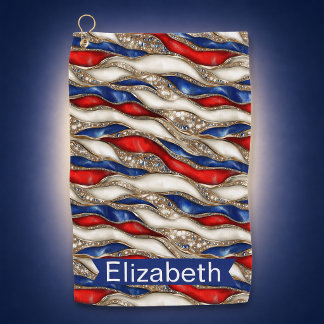 Serviette De Golf Strates patriotiques personnalisées avec joyaux