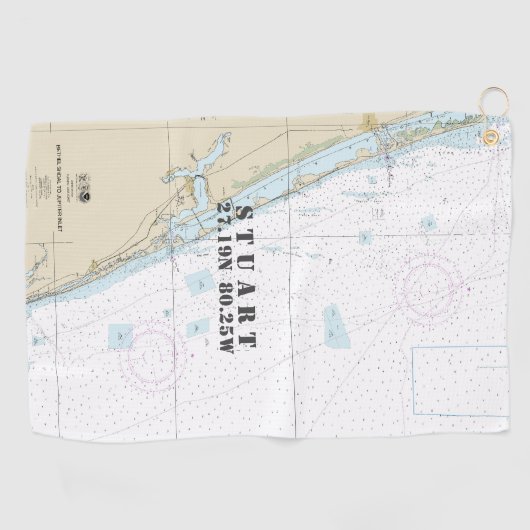 Serviette De Golf Stuart Florida Graphique Nautique Latitude Longitu (Horizontal)