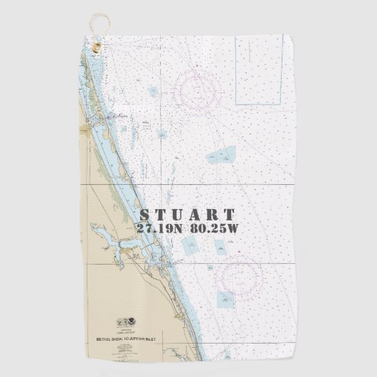 Serviette De Golf Stuart Florida Graphique Nautique Latitude Longitu (Devant)
