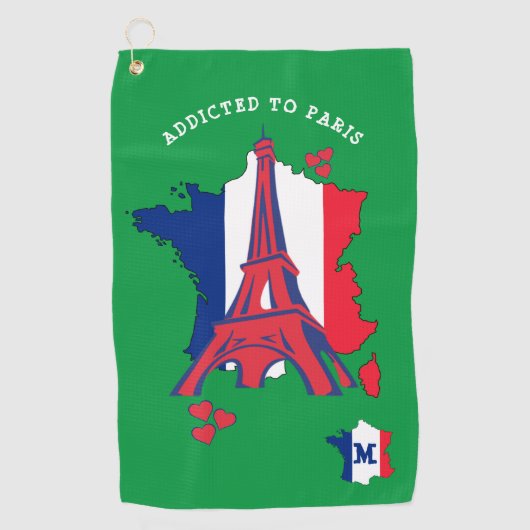 Serviette De Golf Stylé ACCRO À PARIS Monogramme (Devant)
