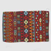 Serviette De Golf Style Aztec Motif orange jaune bleu rouge et noir (Horizontal)