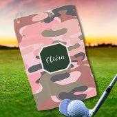 Serviette De Golf Style moderne rose & camouflage vert, Personnalise