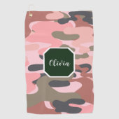 Serviette De Golf Style moderne rose & camouflage vert, Personnalise (Devant)
