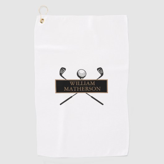 Serviette De Golf Style personnalisé Gold et Black Classic (Devant)