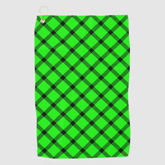 Serviette De Golf Style Tartan traditionnel néon vert Motif Plaid (Devant)