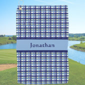 Serviette De Golf Stylish Blue Plaid Personalized Name