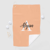 Serviette De Golf Stylish Peach Monogram Script Golf Serviette (En situation)