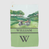 Serviette De Golf Stylo Cart Cart Clubs Monogramme Nom (Devant)