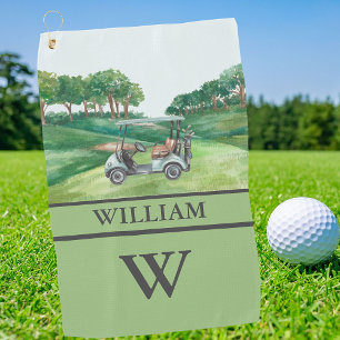 Serviette De Golf Stylo Cart Cart Clubs Monogramme Nom