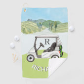 Serviette De Golf Stylo Golf Cart Clubs Monogram Nom (En situation)