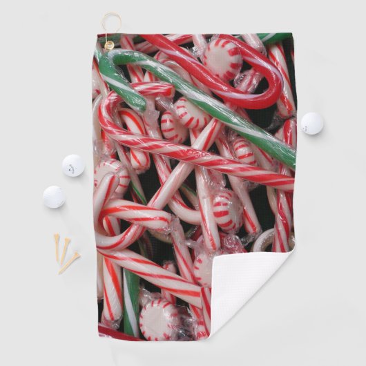 Serviette De Golf Sucres de canne et menthe de Noël (En situation)