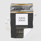 Serviette De Golf Suede noir avec Gold & Silver Business (En situation)