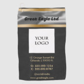 Serviette De Golf Suede noir avec Gold & Silver Business (Devant)