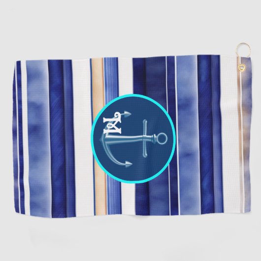 Serviette De Golf Summer Navy Blue Modern Boot Stripes Collection (Horizontal)