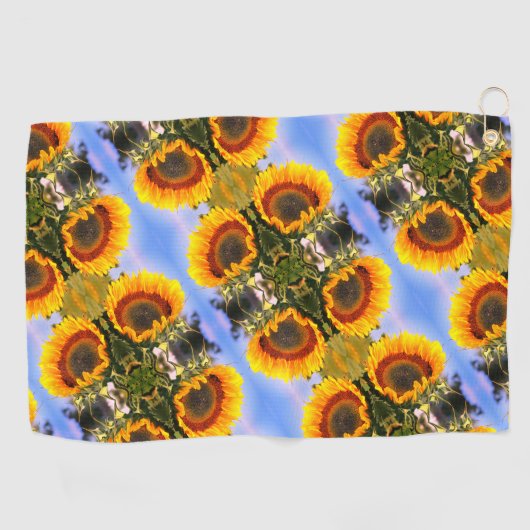 Serviette De Golf Sunflower In Sunshine Motif d'art Abstrait (Horizontal)