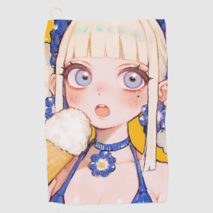 Serviette De Golf Sunny Scoop Anime Girl avec Vanilla Cone