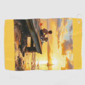 Serviette De Golf Sunset on the dock on the lake (Horizontal)