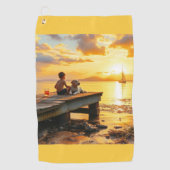 Serviette De Golf Sunset on the dock on the lake (Devant)