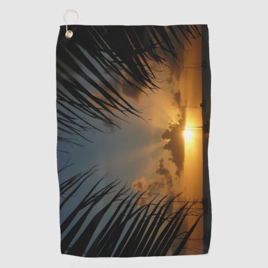 Serviette De Golf Sunset Through Palm Fronds (Devant)