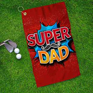 Serviette De Golf Super Papa Mustache Grunge moderne