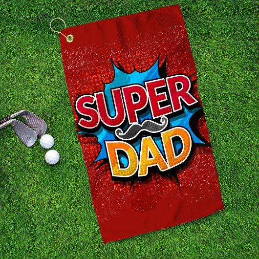 Serviette De Golf Super Papa Mustache Grunge moderne