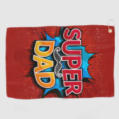 Serviette De Golf Super Papa Mustache Grunge moderne (Horizontal)