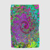Serviette De Golf Super Purple Abstrait Retro Liquid Swirl (Devant)