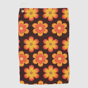 Serviette De Golf Super Retro les années 70 Fleurs orange et jaune