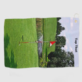 Serviette De Golf Sur le texte personnalisé vert (Horizontal)