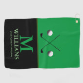 Serviette de golf sur mesure Monogram Green Golfer (Horizontal)