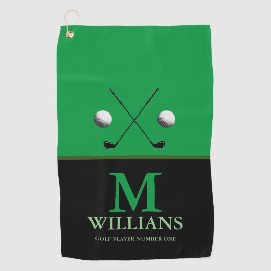 Serviette de golf sur mesure Monogram Green Golfer (Devant)