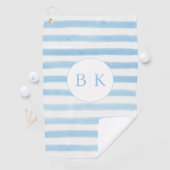 Serviette de golf sur mesure Monogramme Bleu rayé (En situation)