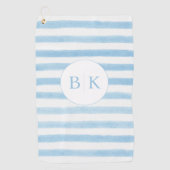 Serviette de golf sur mesure Monogramme Bleu rayé (Devant)