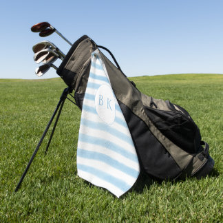 Serviette de golf sur mesure Monogramme Bleu rayé