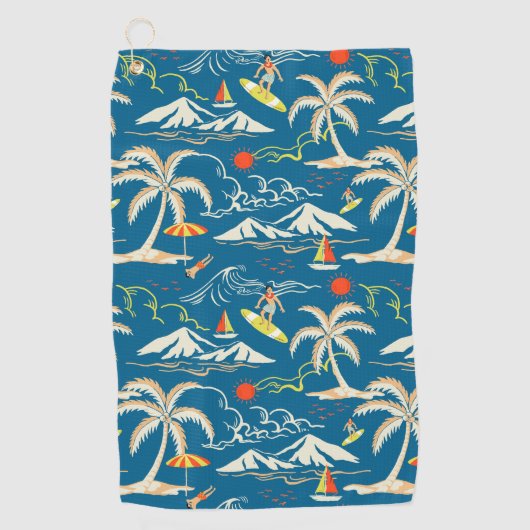 Serviette De Golf Surf tropical île motif à thème (Devant)