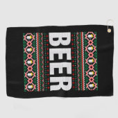 Serviette De Golf Sweat de Noël moche de bière (Horizontal)