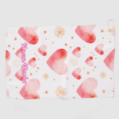 Serviette De Golf Sweet Valentine Heart Pattern with Golden Glitter (Horizontal)