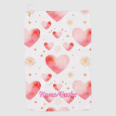 Serviette De Golf Sweet Valentine Heart Pattern with Golden Glitter (Devant)