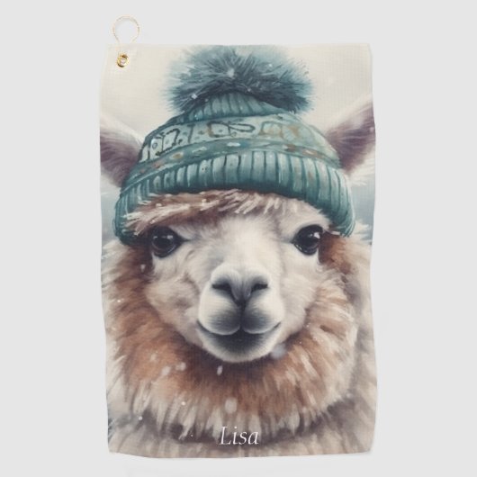 Serviette De Golf Sweet Winter Alpaca, coutume (Devant)