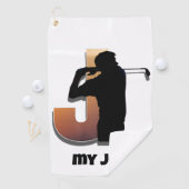 Serviette de golf Swing Sunset – Design Lettre J (En situation)