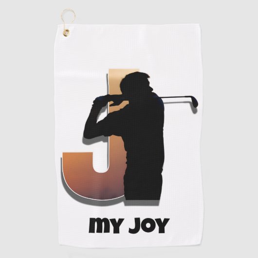 Serviette de golf Swing Sunset – Design Lettre J (Devant)