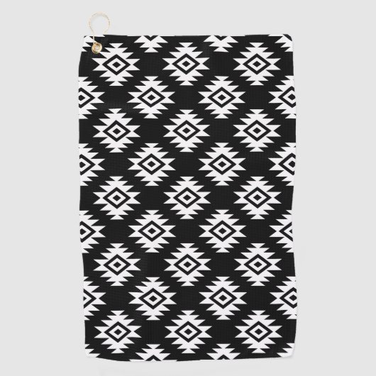 Serviette De Golf Symbole BW Aztec sur le Motif noir (Devant)