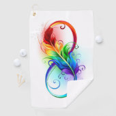 Serviette De Golf Symbole d'infini avec plume arc-en-ciel (En situation)