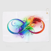 Serviette De Golf Symbole d'infini avec plume arc-en-ciel (Horizontal)