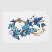 Serviette De Golf Symbole infini de papillons Morpho bleus (Horizontal)
