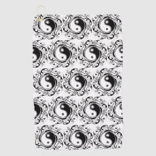 Serviette De Golf Symbole Yin & Yang Tatouage Noir et Blanc