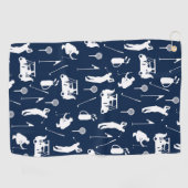 Serviette De Golf Symboles de golf blanc et bleu Motif (Horizontal)