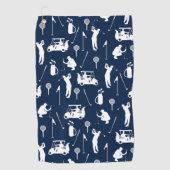 Serviette De Golf Symboles de golf blanc et bleu Motif (Devant)